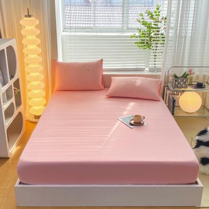 十里居2022新款水洗棉床笠三件套 心动粉