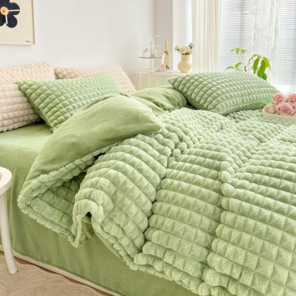 91家纺网 家纺一手货源 找家纺 总酒店酒店2023新款时尚立体花双拼兔绒牛奶绒四件套