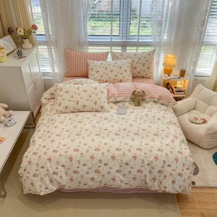 91家纺网 家纺一手货源 找家纺 （总）晨希2023年新款全棉卡通印花简约款多规格四件套 