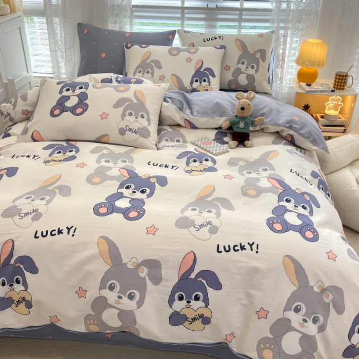 91家纺网 家纺一手货源 找家纺 （总）晨希2023年新款全棉卡通印花简约款多规格四件套 