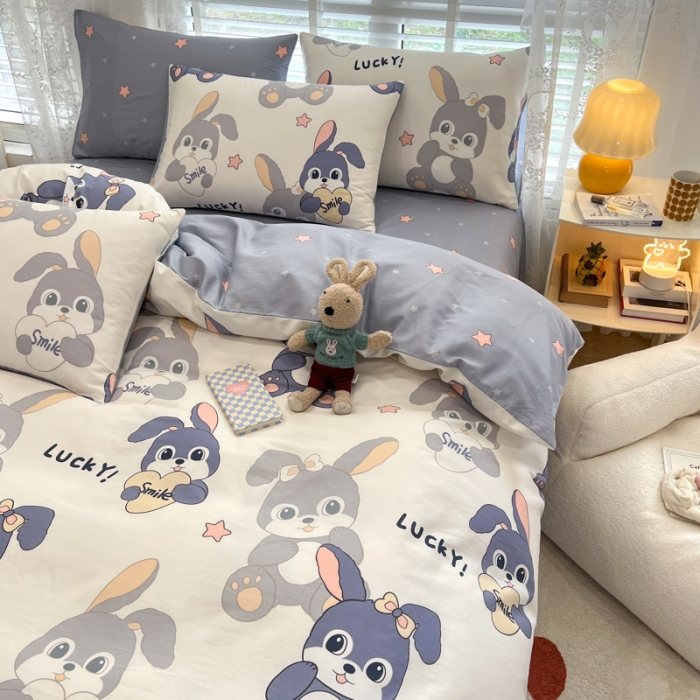 91家纺网 家纺一手货源 找家纺 （总）晨希2023年新款全棉卡通印花简约款多规格四件套 