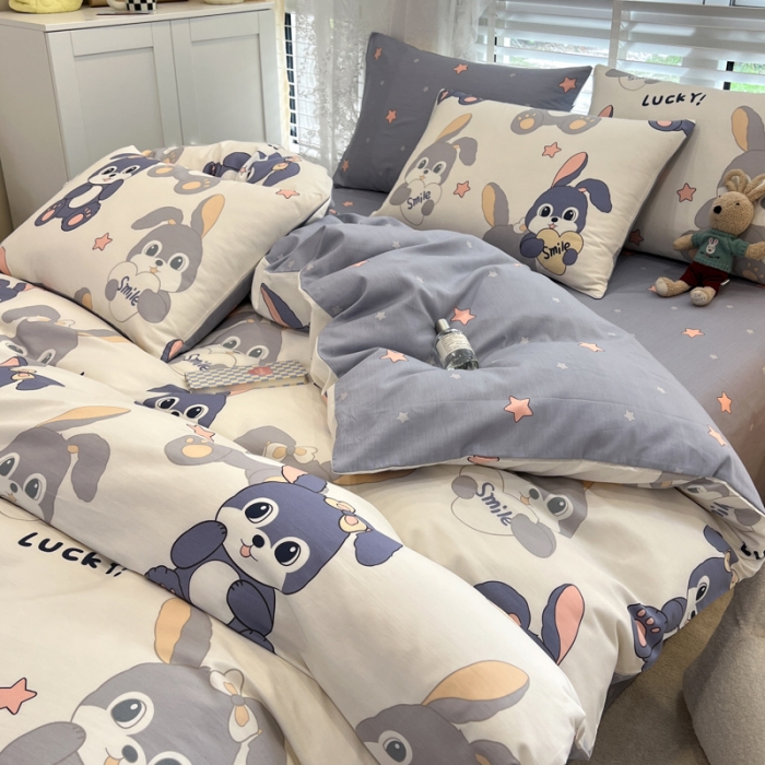 91家纺网 家纺一手货源 找家纺 （总）晨希2023年新款全棉卡通印花简约款多规格四件套 