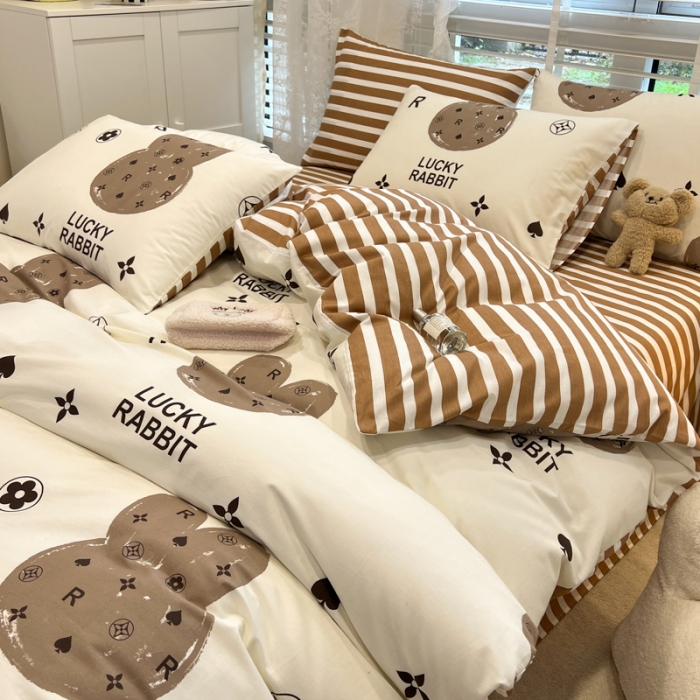 91家纺网 家纺一手货源 找家纺 晨希2023年新款全棉卡通印花简约款多规格四件套  禾果