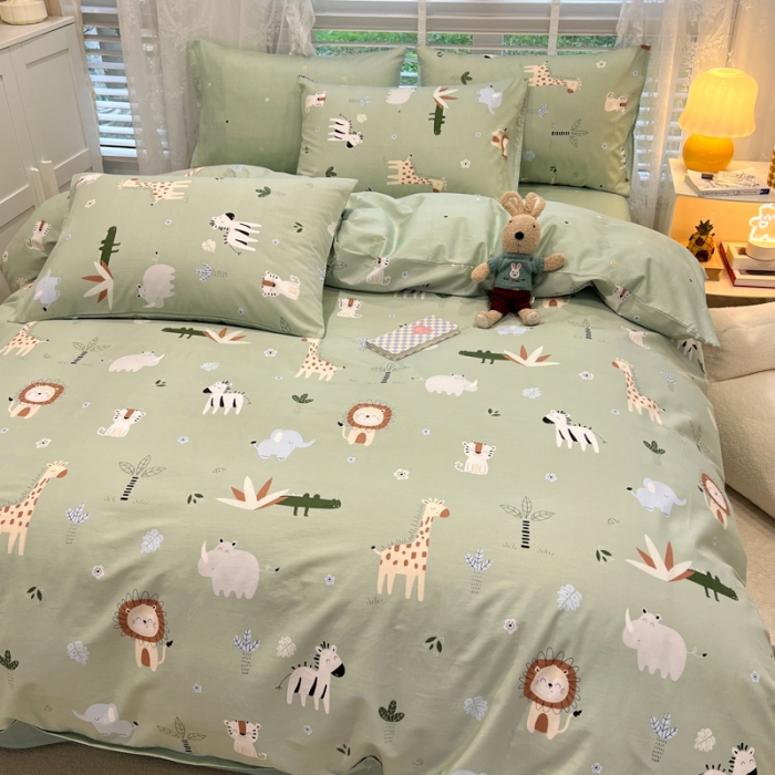 91家纺网 家纺一手货源 找家纺 晨希2023年新款全棉卡通印花简约款多规格四件套  嘉年华