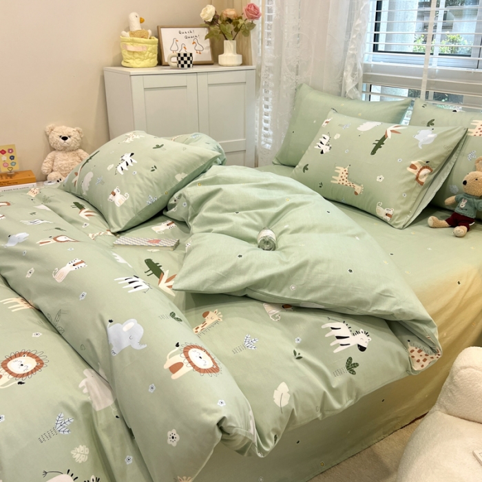 91家纺网 家纺一手货源 找家纺 晨希2023年新款全棉卡通印花简约款多规格四件套  嘉年华