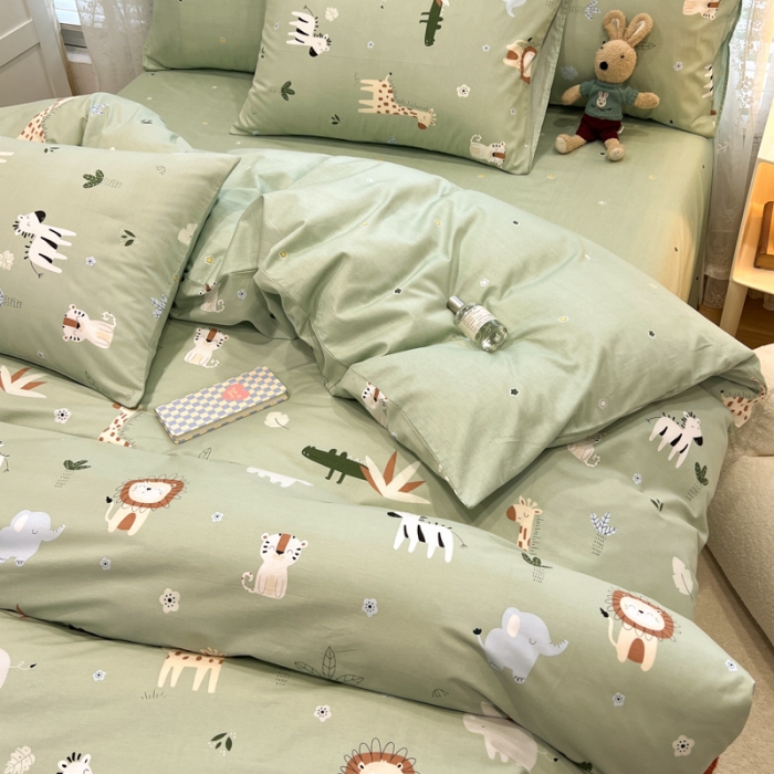 91家纺网 家纺一手货源 找家纺 晨希2023年新款全棉卡通印花简约款多规格四件套  嘉年华