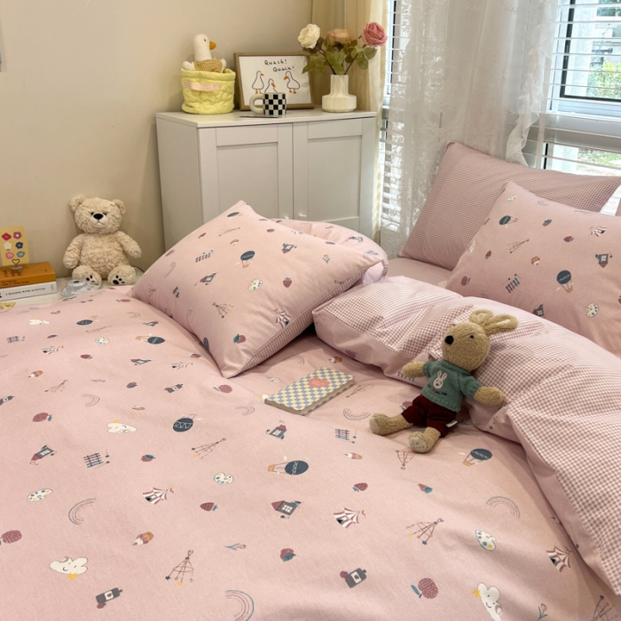 91家纺网 家纺一手货源 找家纺 晨希2023年新款全棉卡通印花简约款多规格四件套  快乐星球