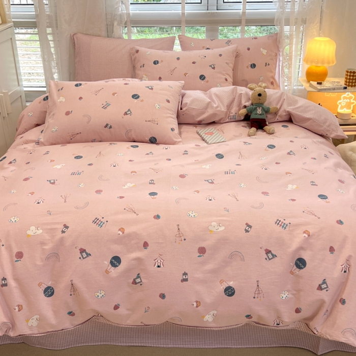 91家纺网 家纺一手货源 找家纺 晨希2023年新款全棉卡通印花简约款多规格四件套  快乐星球