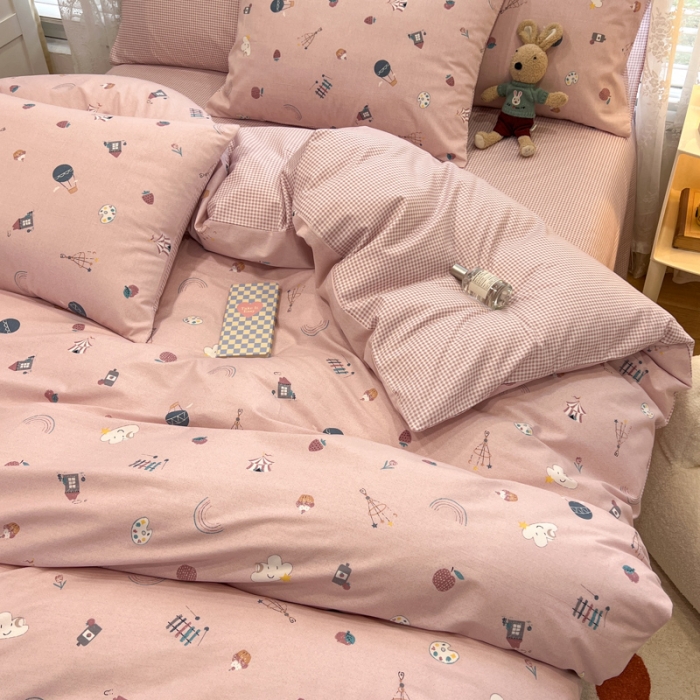 91家纺网 家纺一手货源 找家纺 晨希2023年新款全棉卡通印花简约款多规格四件套  快乐星球