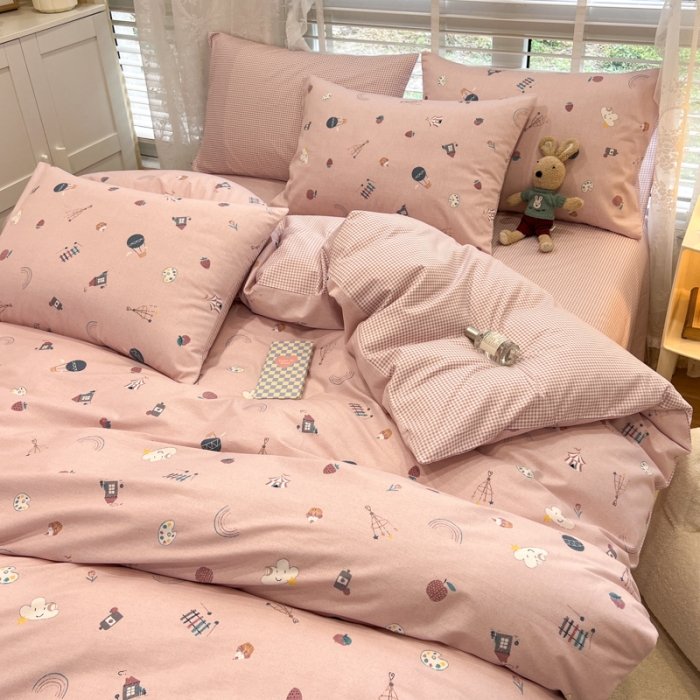 91家纺网 家纺一手货源 找家纺 晨希2023年新款全棉卡通印花简约款多规格四件套  快乐星球