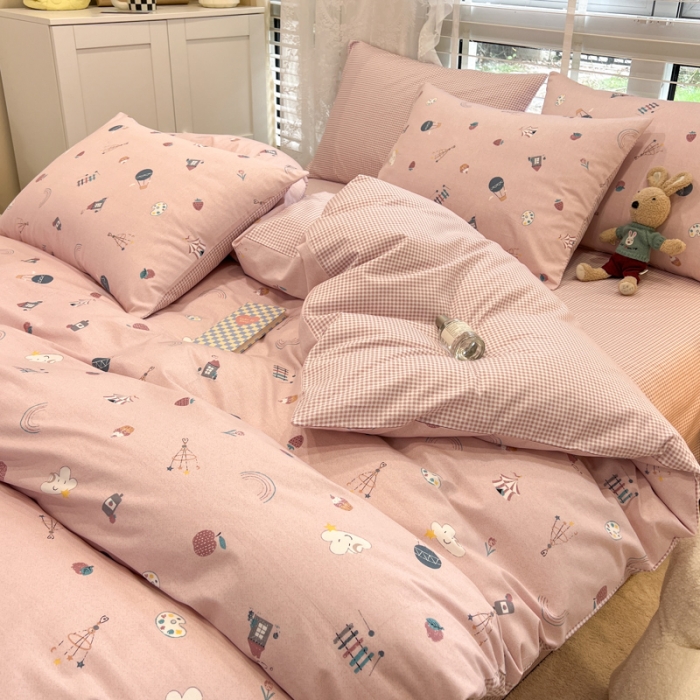 91家纺网 家纺一手货源 找家纺 晨希2023年新款全棉卡通印花简约款多规格四件套  快乐星球