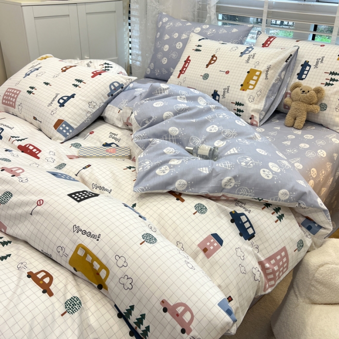 91家纺网 家纺一手货源 找家纺 晨希2023年新款全棉卡通印花简约款多规格四件套  小心愿