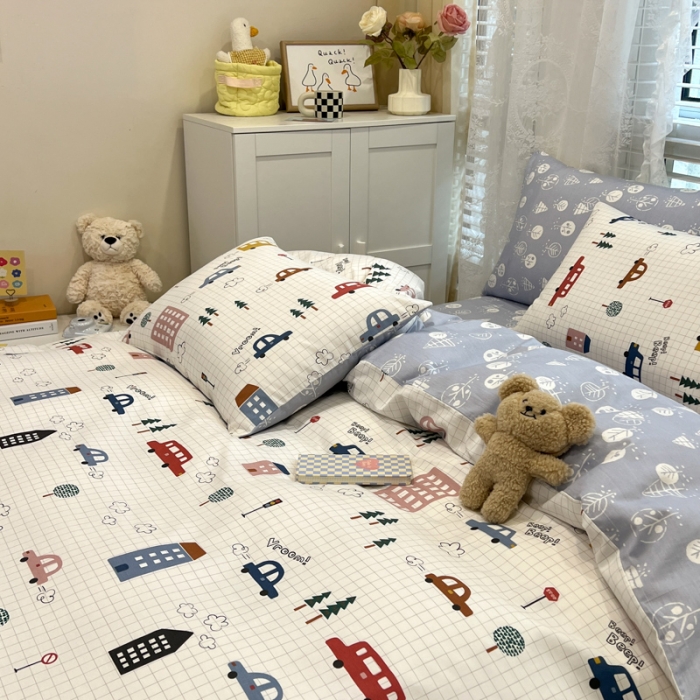 91家纺网 家纺一手货源 找家纺 晨希2023年新款全棉卡通印花简约款多规格四件套  小心愿