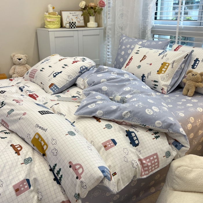 91家纺网 家纺一手货源 找家纺 晨希2023年新款全棉卡通印花简约款多规格四件套  小心愿