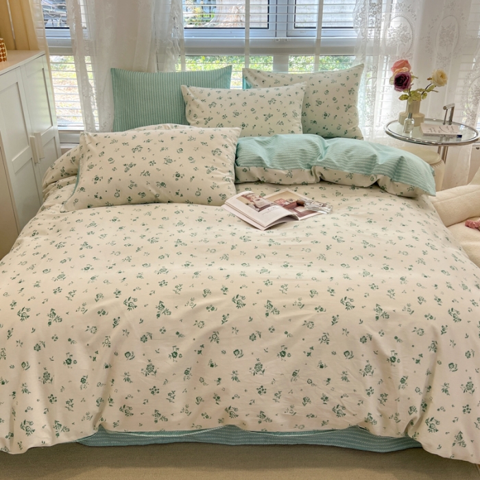 91家纺网 家纺一手货源 找家纺 晨希2023年新款全棉花卉印花简约款多规格四件套 菲颂