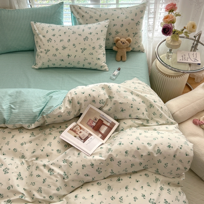 91家纺网 家纺一手货源 找家纺 晨希2023年新款全棉花卉印花简约款多规格四件套 菲颂