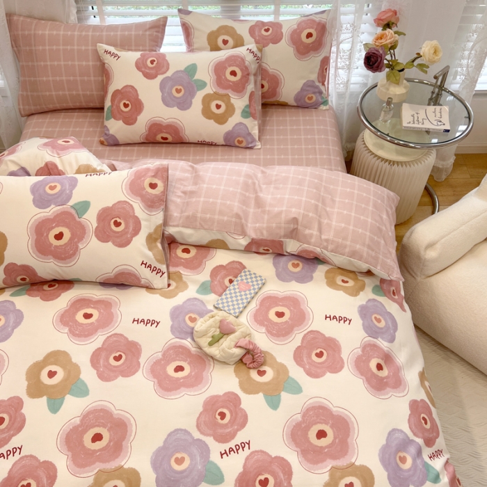 91家纺网 家纺一手货源 找家纺 晨希2023年新款全棉花卉印花简约款多规格四件套 格调花