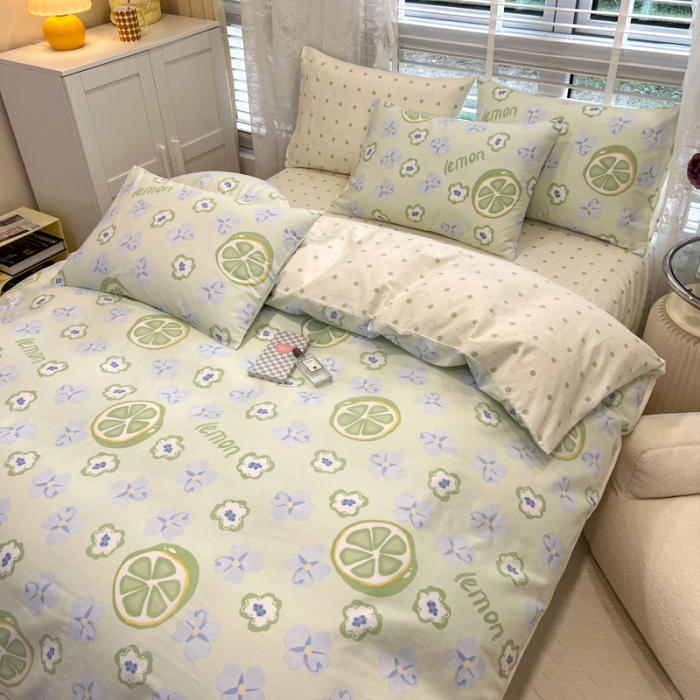 91家纺网 家纺一手货源 找家纺 晨希2023年新款全棉花卉印花简约款多规格四件套 花果