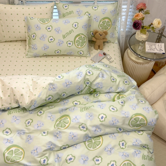 91家纺网 家纺一手货源 找家纺 晨希2023年新款全棉花卉印花简约款多规格四件套 花果