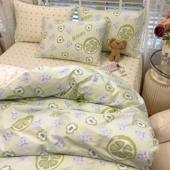 91家纺网 家纺一手货源 找家纺 晨希2023年新款全棉花卉印花简约款多规格四件套 花果