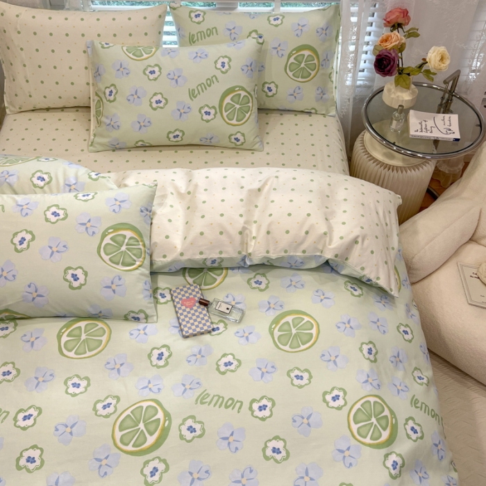 91家纺网 家纺一手货源 找家纺 晨希2023年新款全棉花卉印花简约款多规格四件套 花果