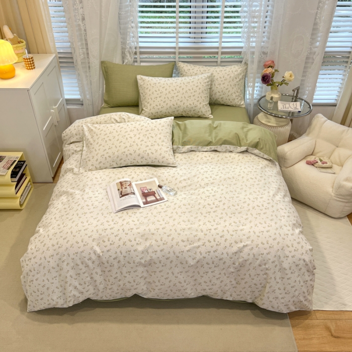 91家纺网 家纺一手货源 找家纺 晨希2023年新款全棉花卉印花简约款多规格四件套 纳西达