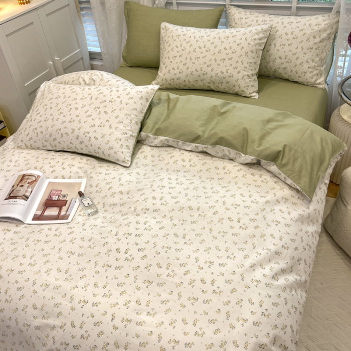 91家纺网 家纺一手货源 找家纺 晨希2023年新款全棉花卉印花简约款多规格四件套 纳西达