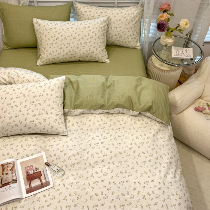 91家纺网 家纺一手货源 找家纺 晨希2023年新款全棉花卉印花简约款多规格四件套 纳西达