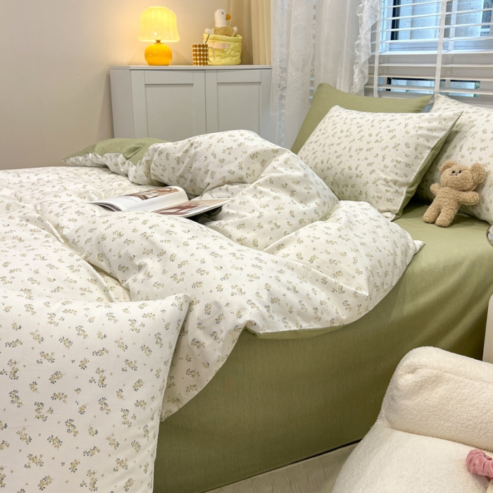 91家纺网 家纺一手货源 找家纺 晨希2023年新款全棉花卉印花简约款多规格四件套 纳西达