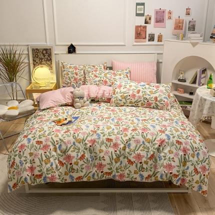 晨希2023年新款全棉花卉印花简约款多规格四件套百花园