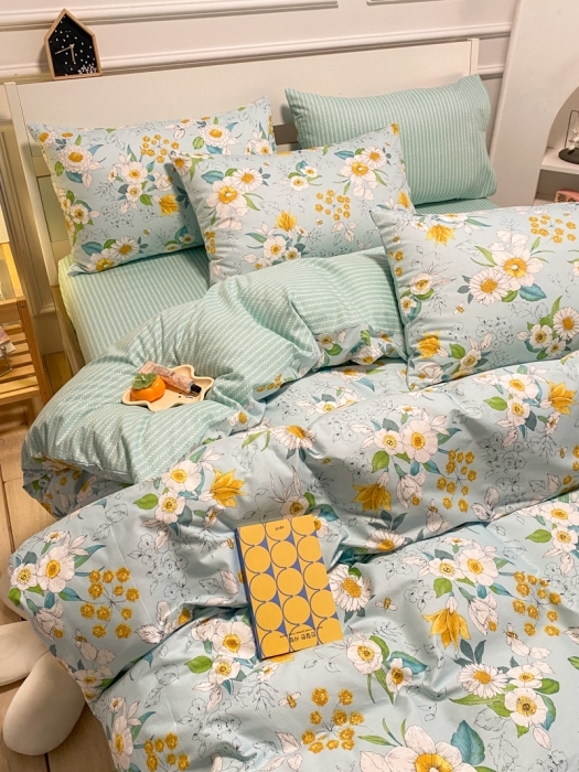 91家纺网 家纺一手货源 找家纺 晨希2023年新款全棉花卉印花简约款多规格四件套蓓蕾