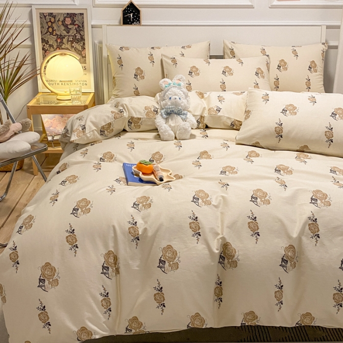 91家纺网 家纺一手货源 找家纺 晨希2023年新款全棉花卉印花简约款多规格四件套花儿朵朵