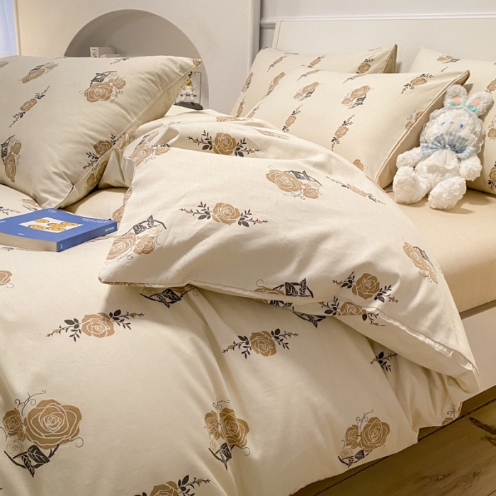 91家纺网 家纺一手货源 找家纺 晨希2023年新款全棉花卉印花简约款多规格四件套花儿朵朵