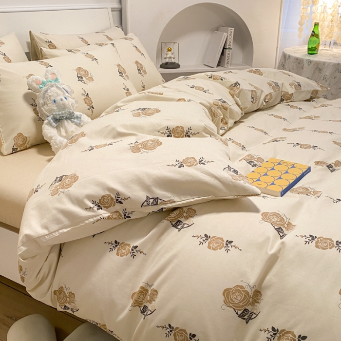 91家纺网 家纺一手货源 找家纺 晨希2023年新款全棉花卉印花简约款多规格四件套花儿朵朵