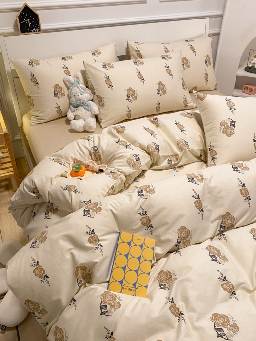 91家纺网 家纺一手货源 找家纺 晨希2023年新款全棉花卉印花简约款多规格四件套花儿朵朵