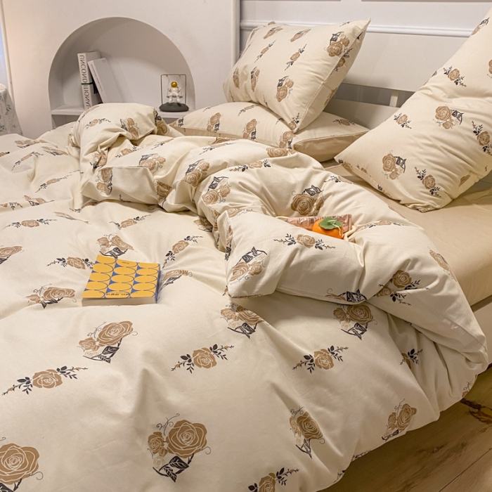 91家纺网 家纺一手货源 找家纺 晨希2023年新款全棉花卉印花简约款多规格四件套花儿朵朵