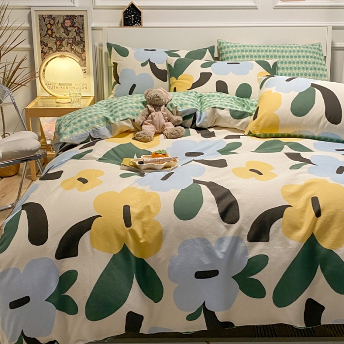 91家纺网 家纺一手货源 找家纺 晨希2023年新款全棉花卉印花简约款多规格四件套沐然