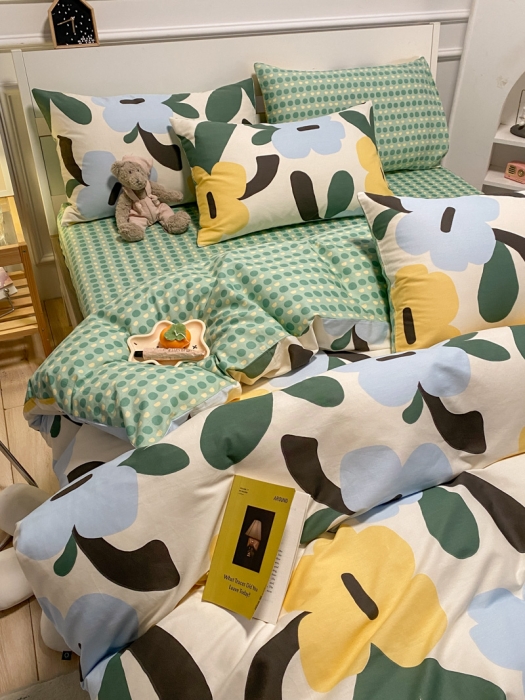 91家纺网 家纺一手货源 找家纺 晨希2023年新款全棉花卉印花简约款多规格四件套沐然