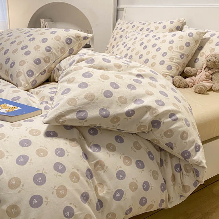 91家纺网 家纺一手货源 找家纺 晨希2023年新款全棉花卉印花简约款多规格四件套夕颜