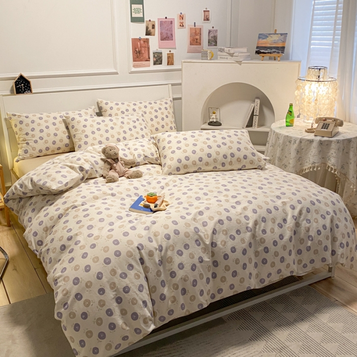 91家纺网 家纺一手货源 找家纺 晨希2023年新款全棉花卉印花简约款多规格四件套夕颜