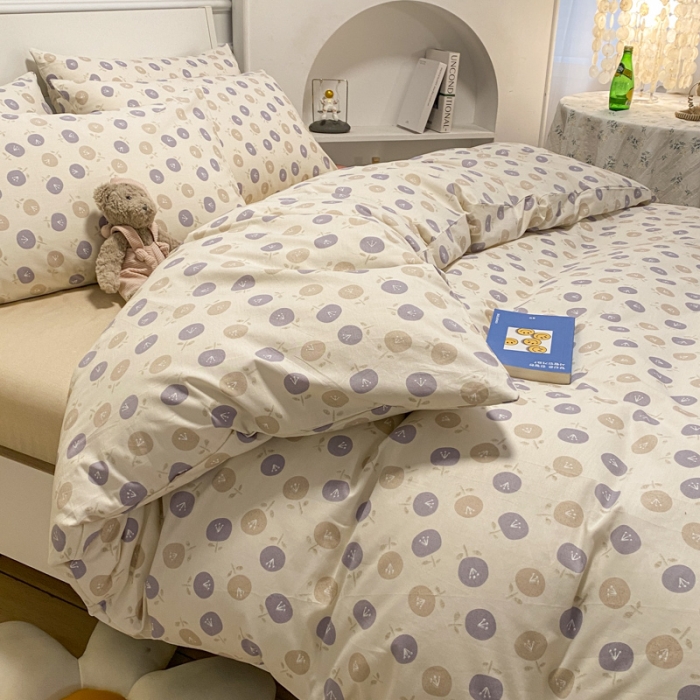 91家纺网 家纺一手货源 找家纺 晨希2023年新款全棉花卉印花简约款多规格四件套夕颜