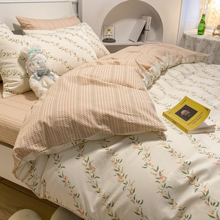 91家纺网 家纺一手货源 找家纺 （总）晨希2023年新款全棉花卉印花简约款多规格四件套