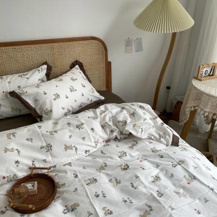 91家纺网 家纺一手货源 找家纺 （总）源启生活 2022新款全棉法式田园风花边款四件套