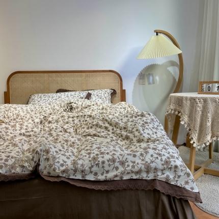 91家纺网 家纺一手货源 找家纺 （总）源启生活 2022新款全棉法式田园风花边款四件套