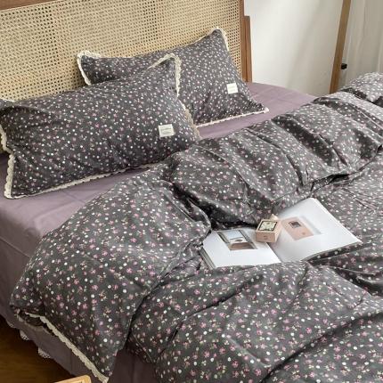 91家纺网 家纺一手货源 找家纺 （总）源启生活 2022新款全棉法式田园风花边款四件套