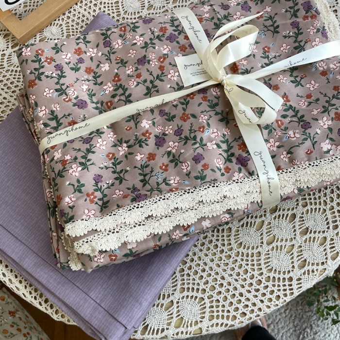 91家纺网 家纺一手货源 找家纺 （总）源启生活 2022新款全棉法式田园风花边款四件套