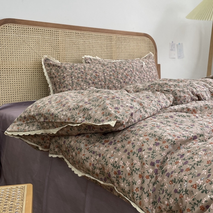 91家纺网 家纺一手货源 找家纺 （总）源启生活 2022新款全棉法式田园风花边款四件套