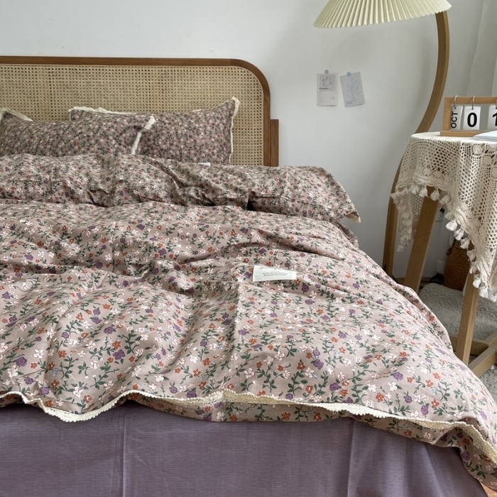 91家纺网 家纺一手货源 找家纺 （总）源启生活 2022新款全棉法式田园风花边款四件套