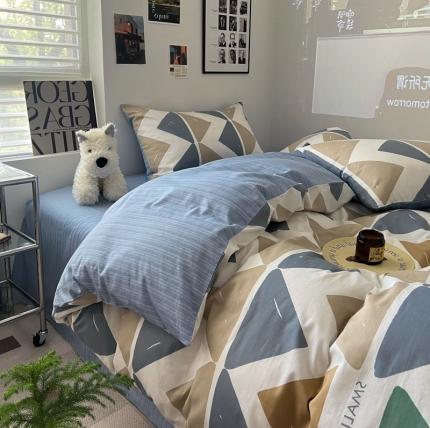 91家纺网 家纺一手货源 找家纺 金丝鸟家纺 2023新款全棉简约斜纹四件套 格森