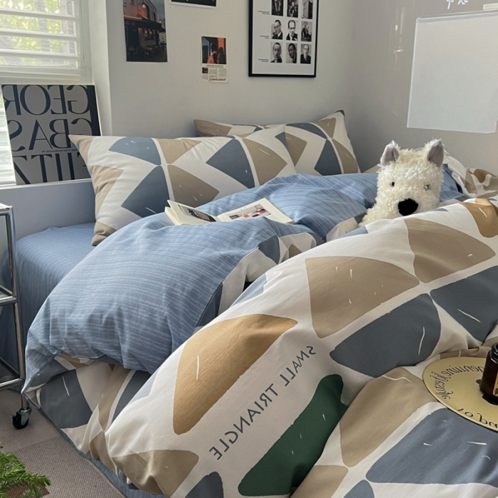 91家纺网 家纺一手货源 找家纺 （总）金丝鸟家纺 2023新款全棉简约斜纹四件套